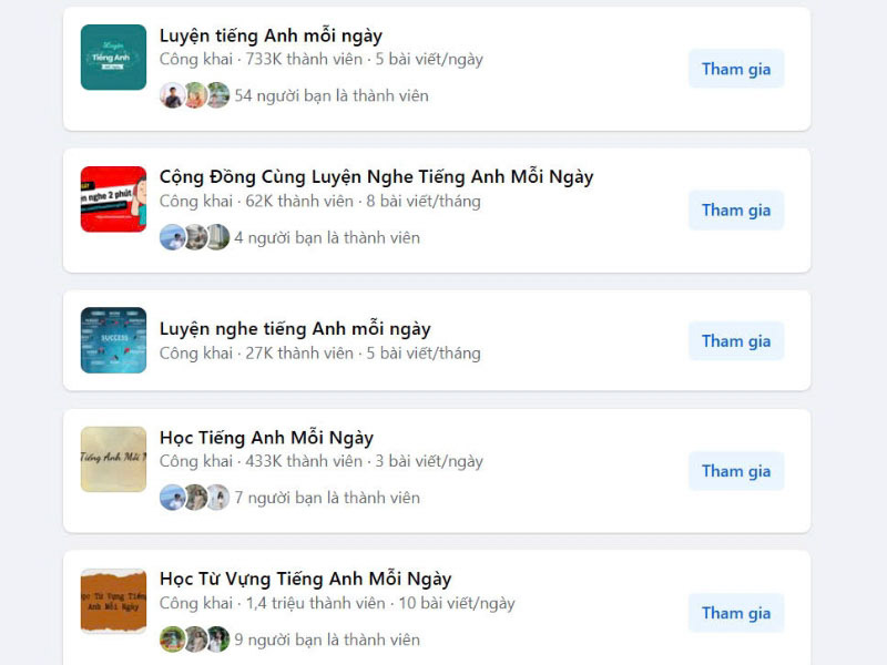 Tham gia các hội nhóm học tiếng Anh