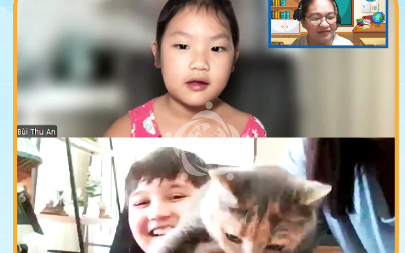 Học sinh Global Link Language trò chuyện vui vẻ với học sinh Philippines