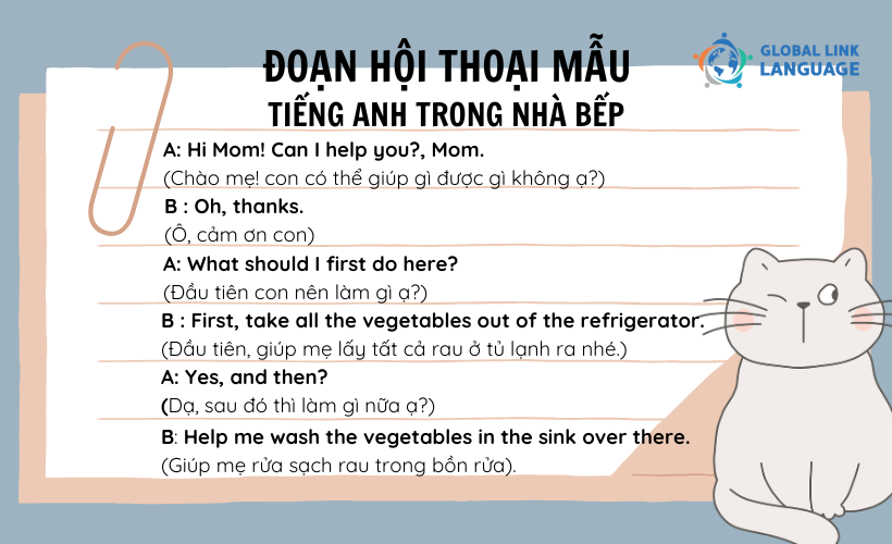 Đoạn hội thoại mẫu tiếng Anh trong nhà bếp