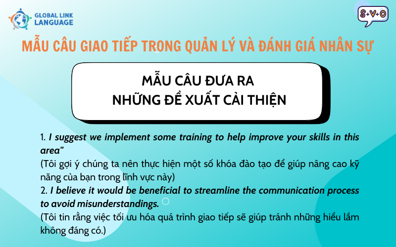 MẪU CÂU ĐƯA RA NHỮNG ĐỀ XUẤT CẢI THIỆN