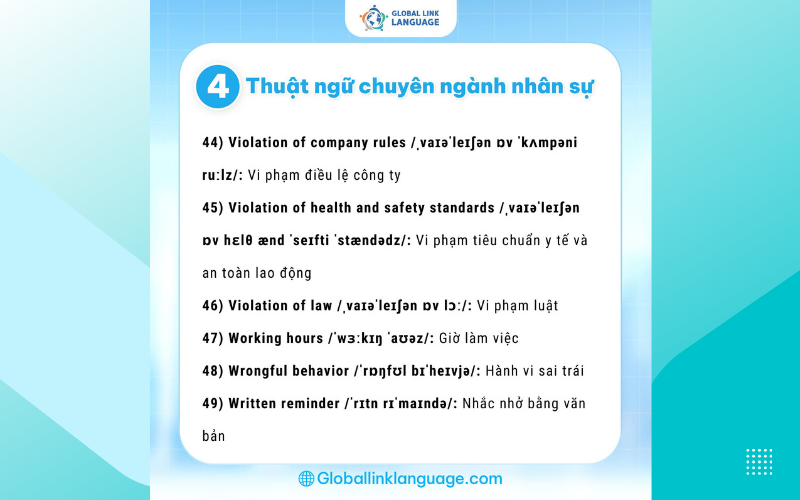 Thuật ngữ chuyên ngành nhân sự (6 từ)