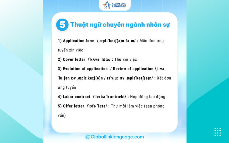 Thuật ngữ chuyên ngành nhân sự (5 từ)