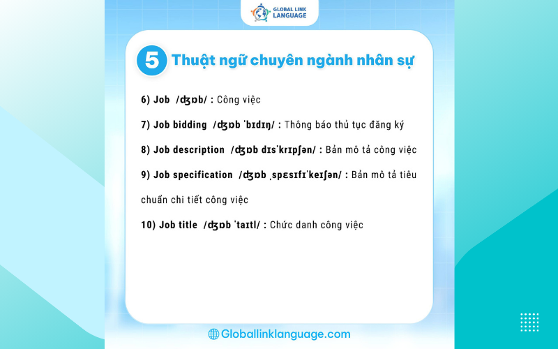 Thuật ngữ TA chuyên ngành nhân sự (5 từ)