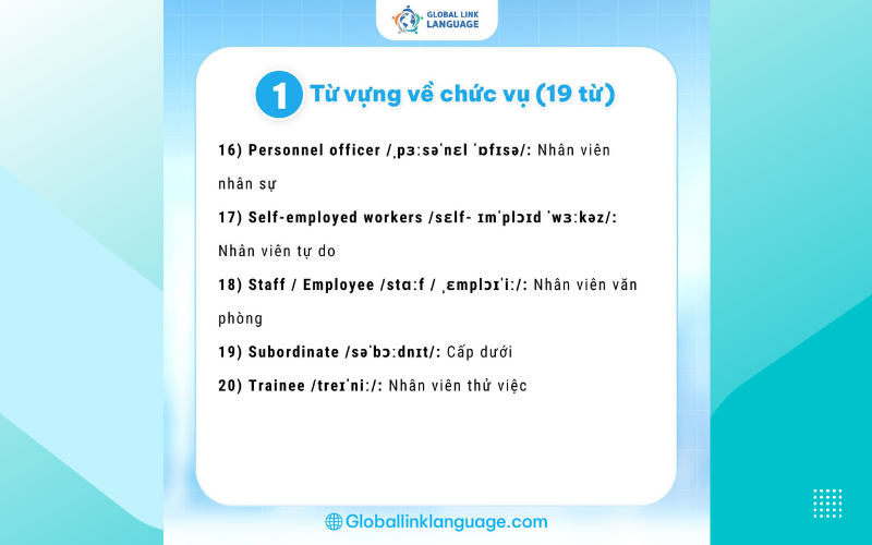 Từ vựng về chức vụ