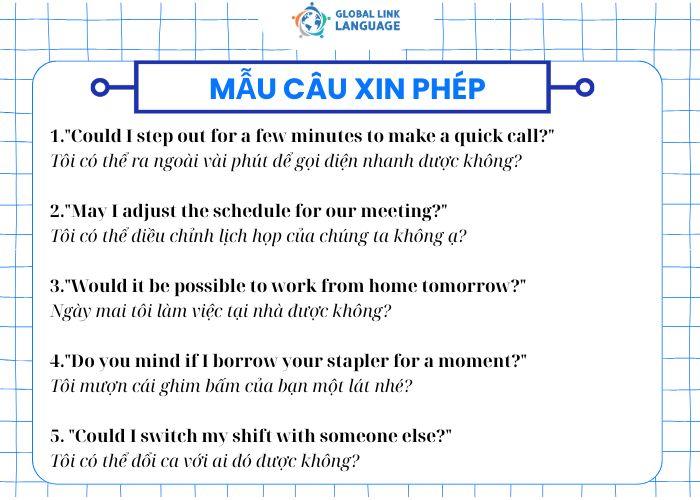 Tiếng Anh Giao Tiếp Cho Người Đi Làm Mẫu Câu Về Xin Phép
