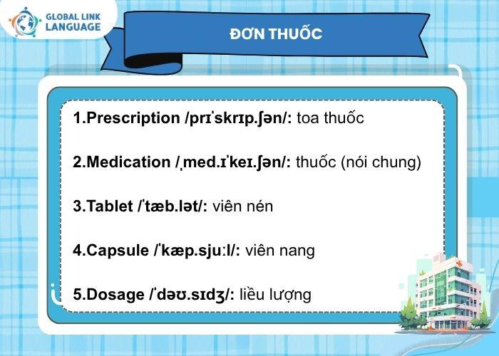 Tiếng Anh ngành Y - Từ vựng về đơn thuốc