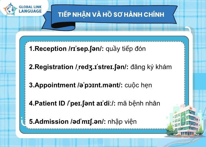 Tiếng Anh ngành Y - Từ vựng về tiếp nhận và hồ sơ hành chính