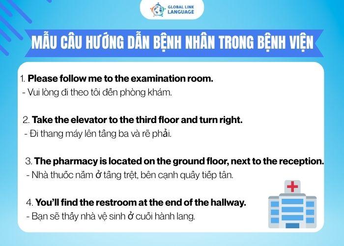 Tiếng Anh giao tiếp ngành Y: mẫu câu hướng dẫn bệnh nhân trong bệnh viện