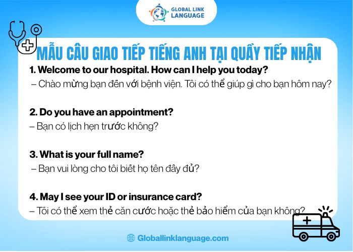 Mẫu câu giao tiếp tại quầy tiếp nhận