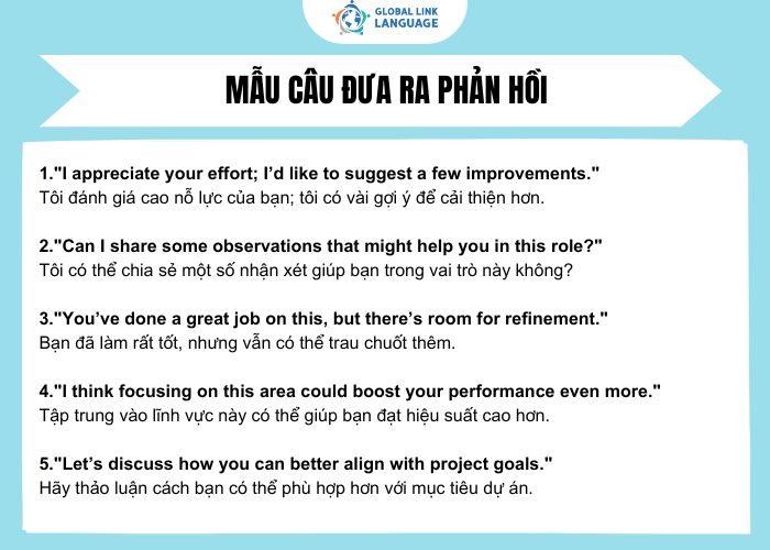 Tiếng Anh cho người đi làm mẫu câu đưa ra phản hồi