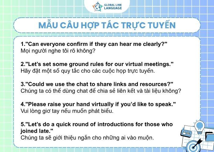 Tiếng Anh cho người đi làm mẫu câu hợp tác trực tuyến