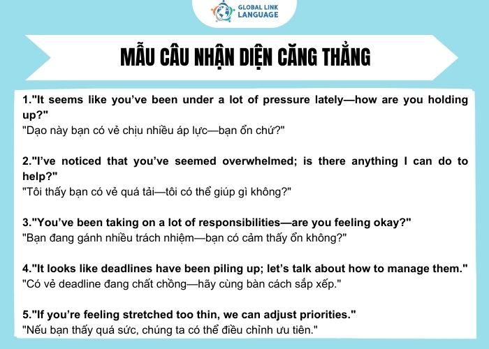 Tiếng Anh cho người đi làm mẫu câu nhận diện căng thẳng