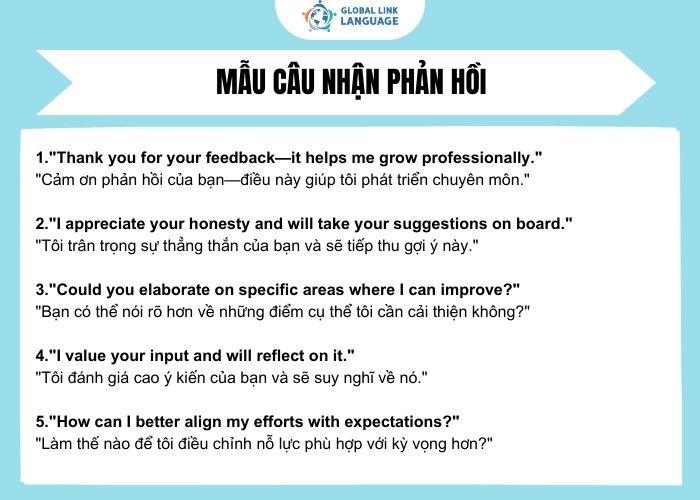 Mẫu câu tiếng Anh cho người đi làm về nhận phản hồi