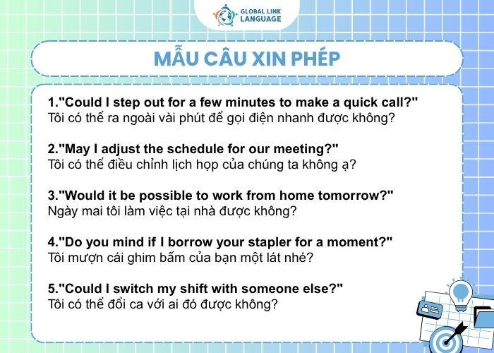 Tiếng Anh cho người đi làm mẫu câu xin phép