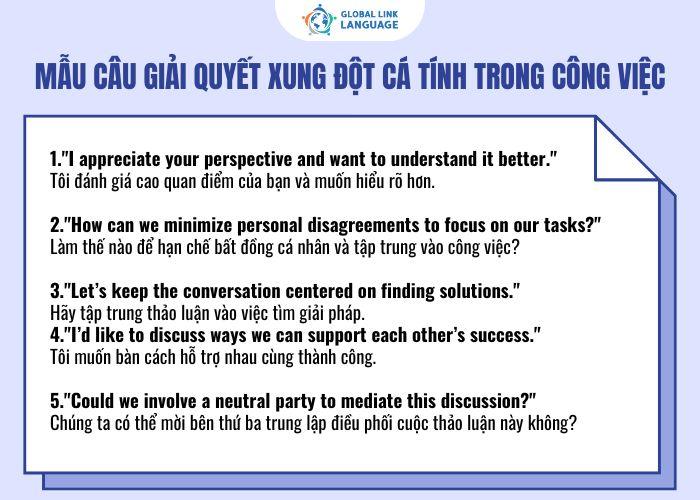 Tiếng Anh giao tiếp cho người đi làm giải quyết xung đột cá tính trong công việc