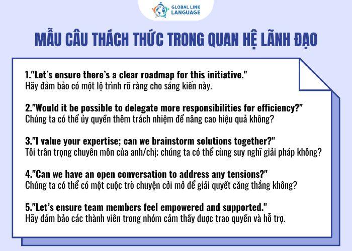 Tiếng Anh giao tiếp cho người đi làm thách thức trong quan hệ lãnh đạo