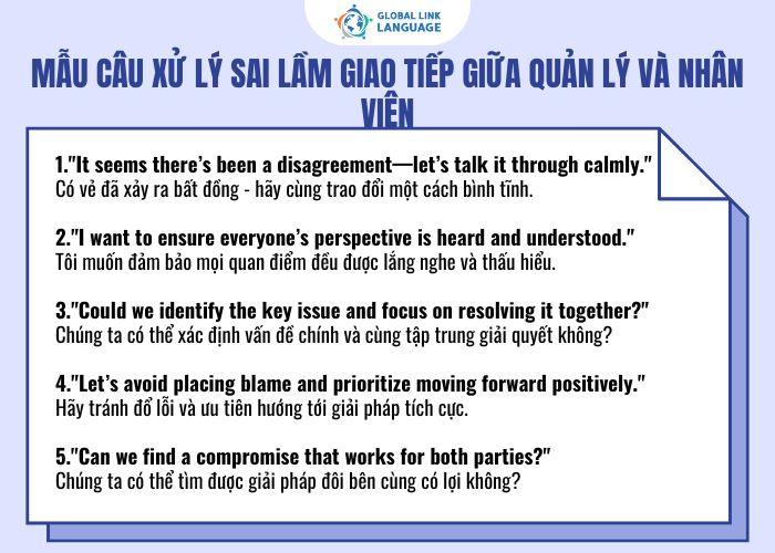 Tiếng Anh giao tiếp cho người đi làm xử lý sai lầm giao tiếp giữa quản lý và nhân viên