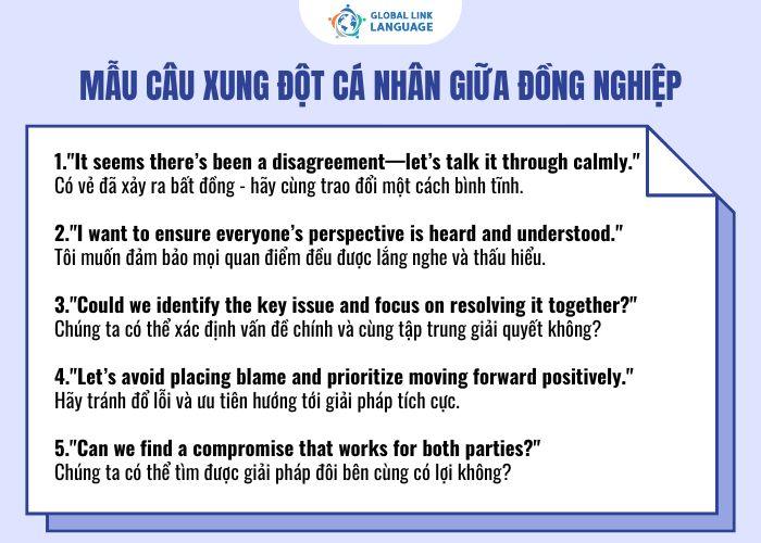Tiếng Anh giao tiếp cho người đi làm xung đột cá nhân giữa đồng nghiệp