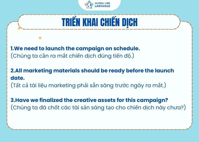 Tiếng Anh chuyên ngành Marketing: Mẫu câu triển khai chiến dịch