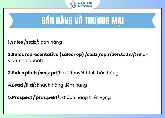Tiếng Anh chuyên ngành Marketing: Từ vựng bán hàng & thương mại