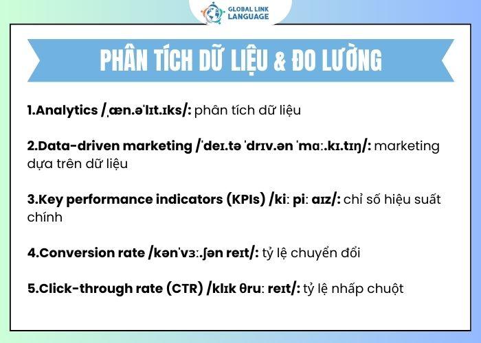 Tiếng Anh chuyên ngành Marketing: Từ vựng phân tích dữ liệu & đo lường