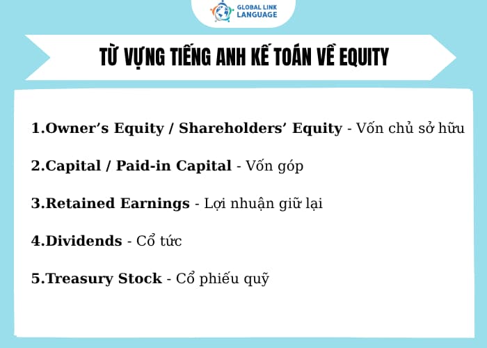 Từ vựng tiếng Anh kế toán về phần “Equity”