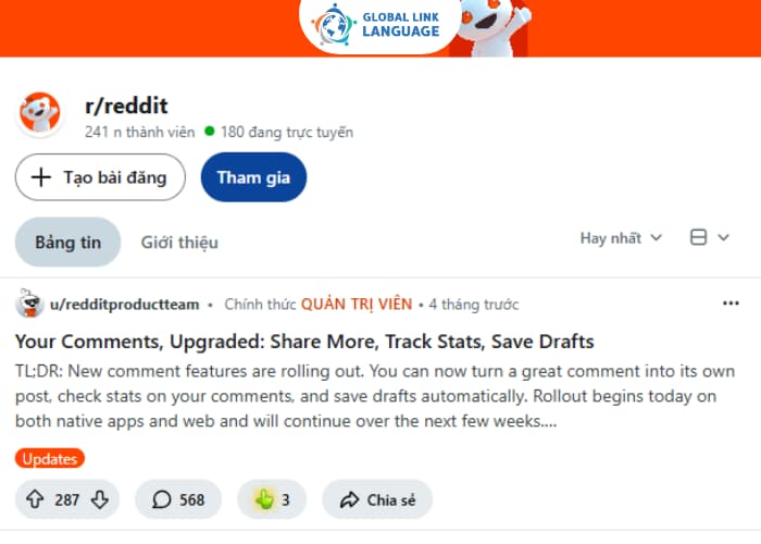 Diễn đàn tiếng Anh chuyên ngành Y Reddit – r