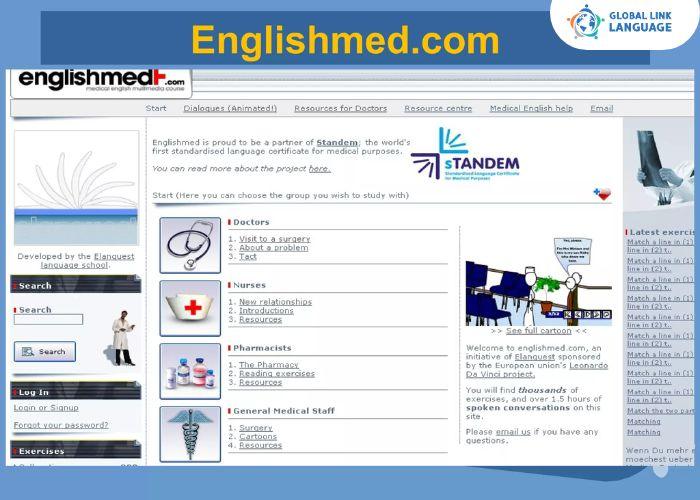 Website học tiếng Anh Y khoa EnglishMed