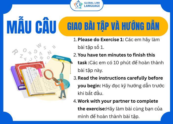 Mẫu câu giao bài tập và hướng dẫn làm bài