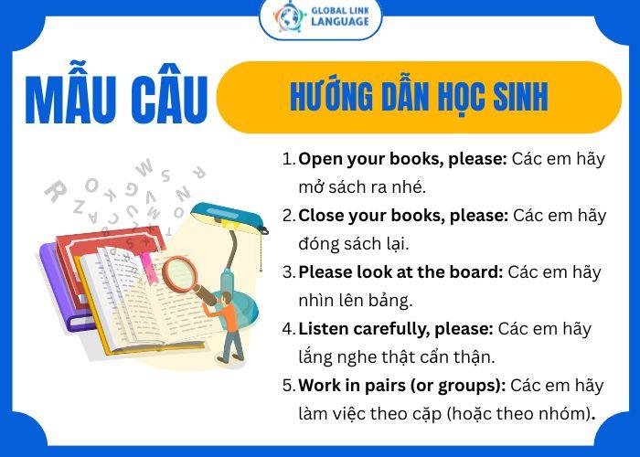 Mẫu câu hướng dẫn học sinh trong lớp