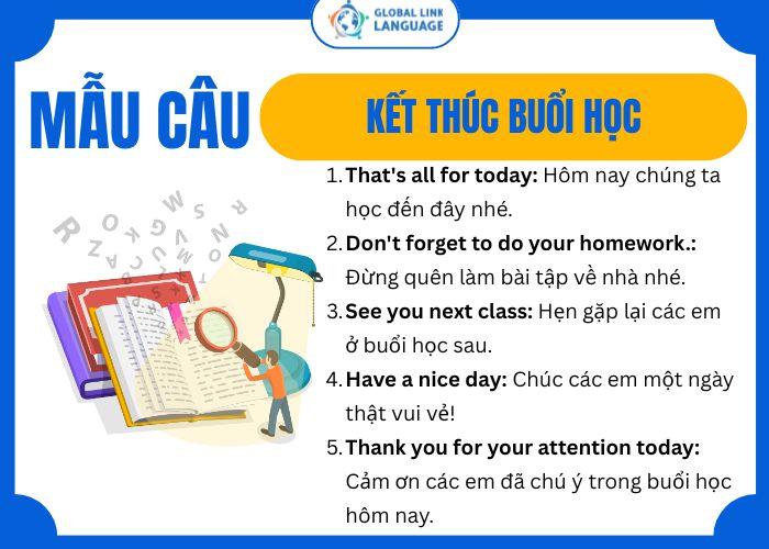 Mẫu câu kết thúc buổi học